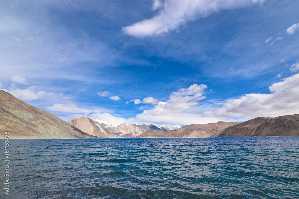 Shore of Pangong Lake in Leh, Ladakh, India.