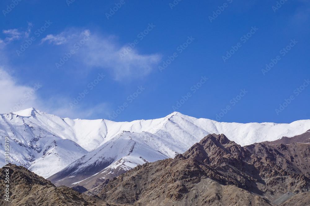Winter moutains with snow.Leh ladakh.