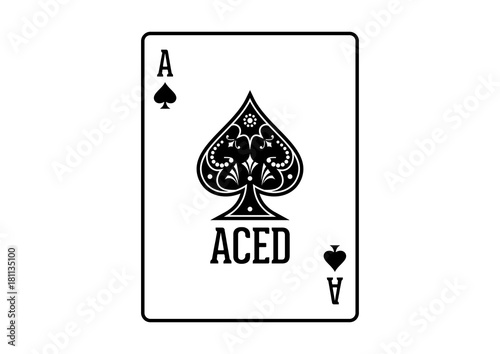 Swirls and Classic Black Spade Ace Poker Cards Casino Illustration Logo SIlhouet Fototapet