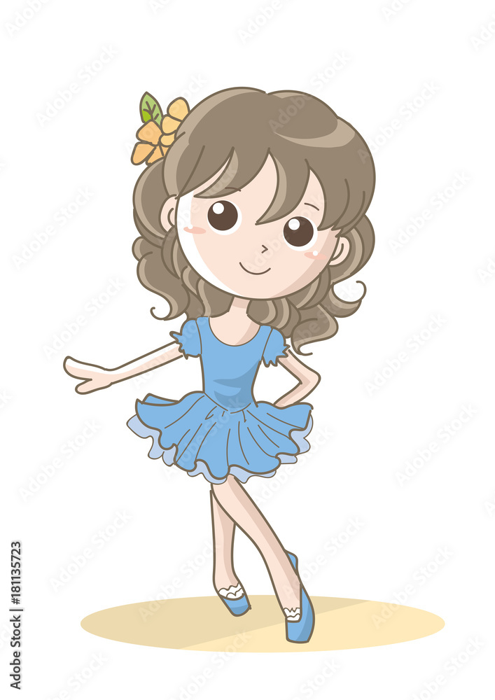 バレエポーズ・女の子・ブルー バレエポーズ・女の子・ブルー
