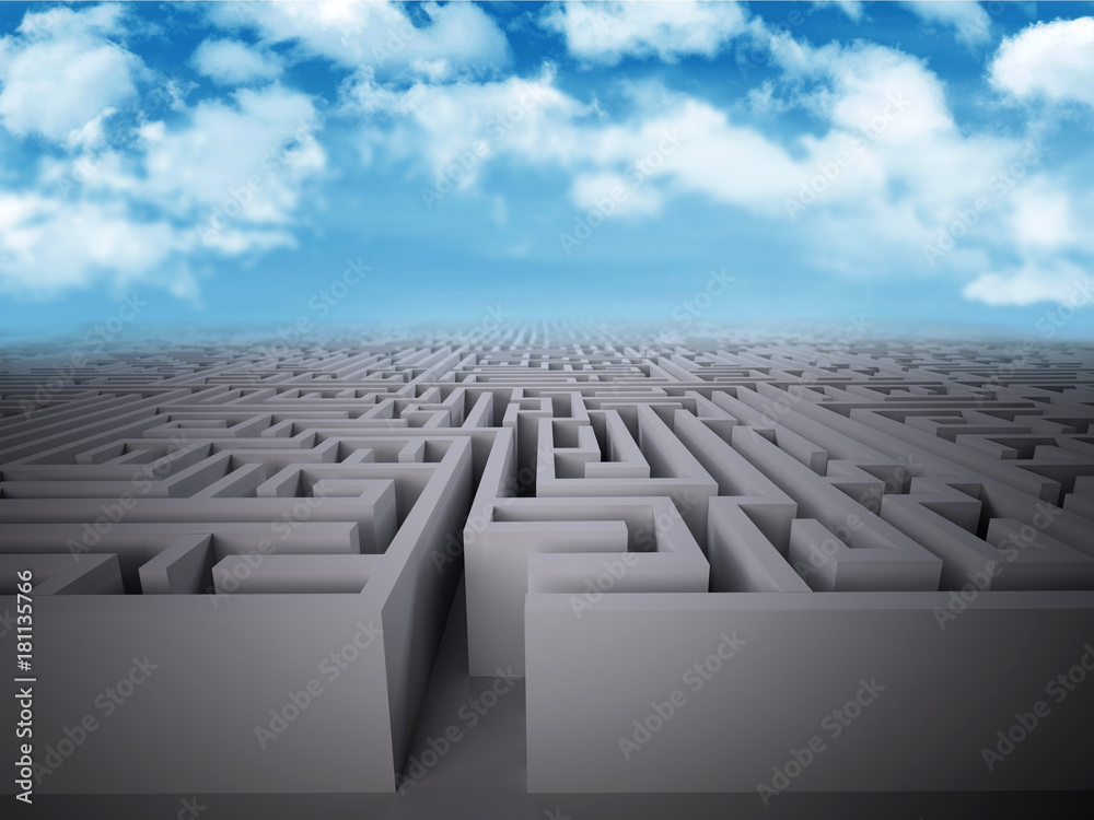 Obraz premium enter in labyrinth structure with sky background