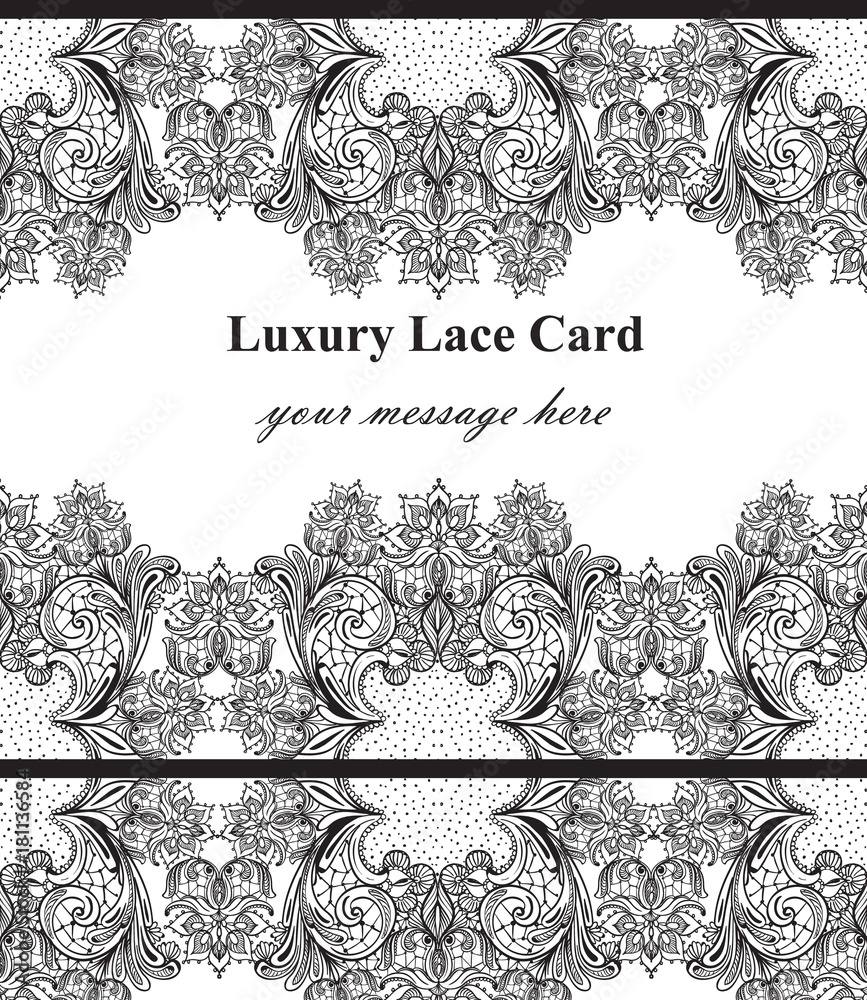 Luxury lace card. Handmade delicate ornament decors