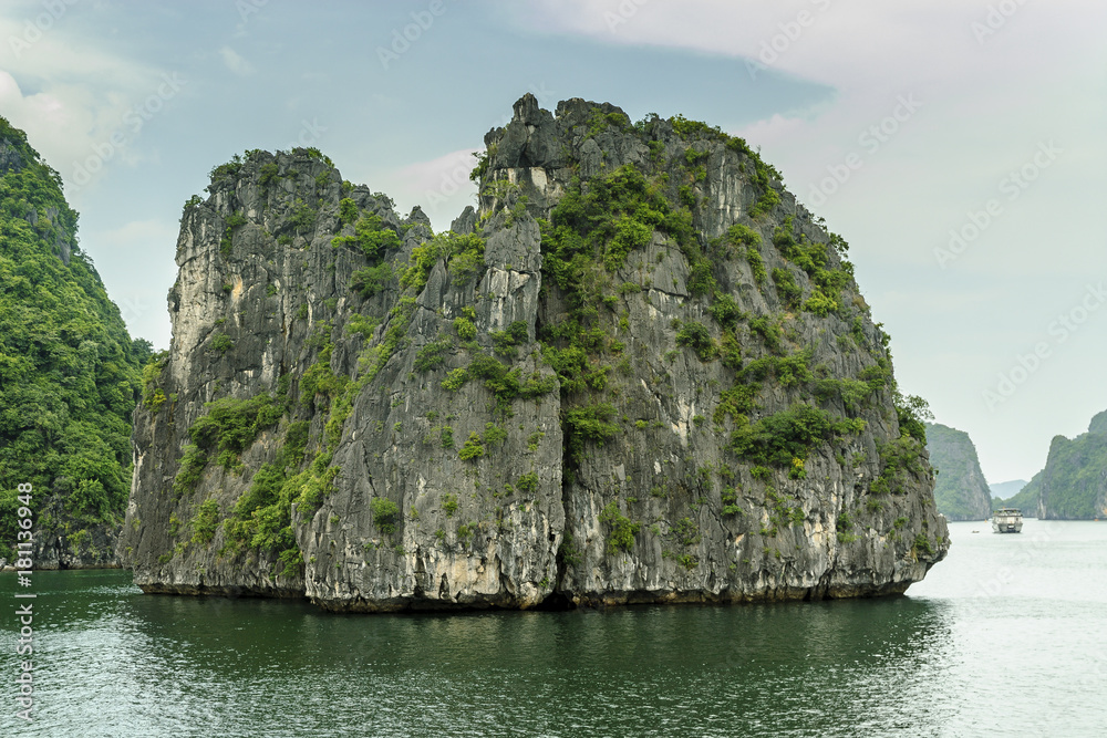 sight of Halong Bay and of its islands in Vietnam.