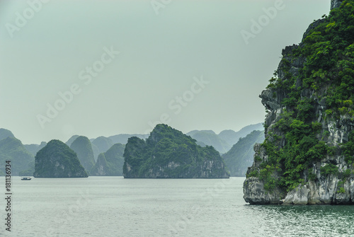 sight of Halong Bay and of its islands in Vietnam.