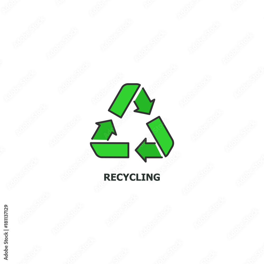Recycling concept icon in line design, vector flat illustration isolated on white background Recycling concept icon in line design, vector flat illustration isolated on white background