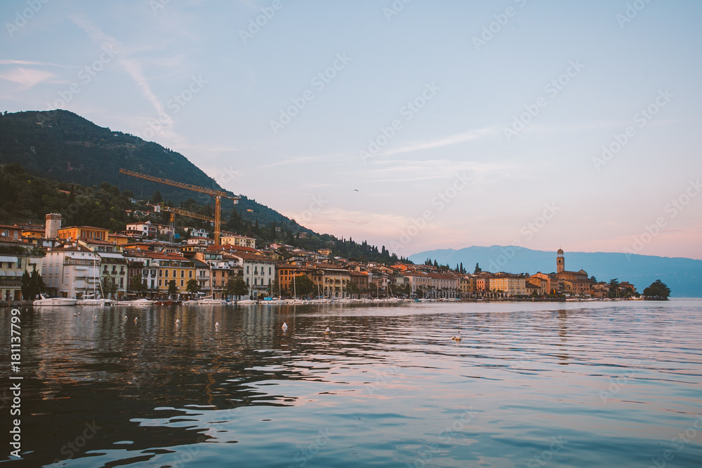 Lake Garda overlooking the town of Salo. Italy