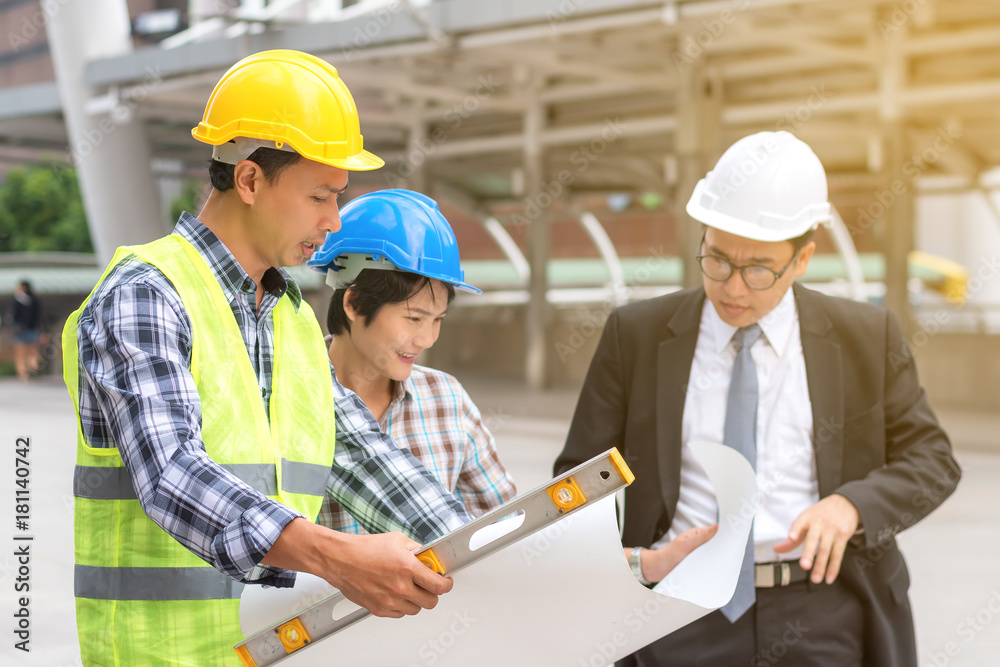 engineering construction concept : professional engineer team meeting foreman group plan manufacturing industry engineering construction concept : professional engineer team meeting foreman group plan manufacturing industry