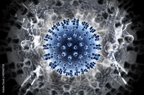 3d rendered Herpes Virus isolated on color backgroynd