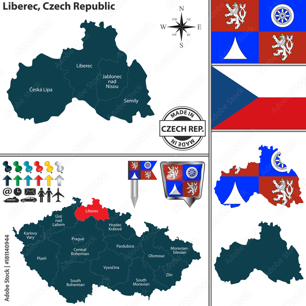 Fototapeta premium Map of Liberec, Czech Republic