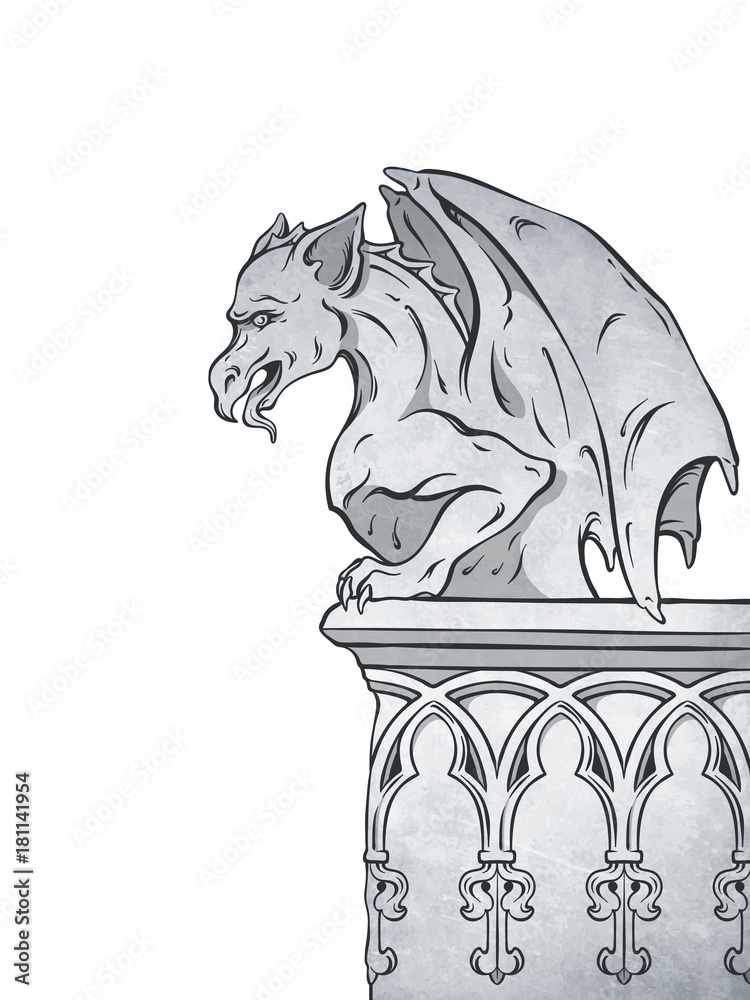 Gothic gargoyle hand drawn design element vector illustration Stock ...
