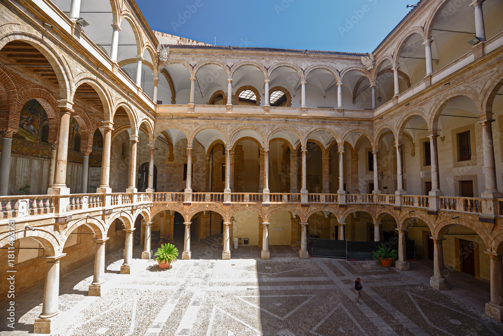 Interior courtyard of the Norman palace in Palermo, Italy