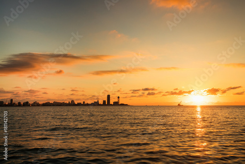 Batumi, Adjara, Georgia. Resort Town At Sunset Sundown. Bright S