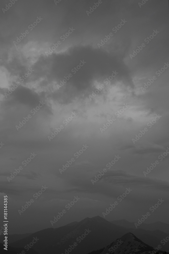 Landscape of the mountains. Cloudy sky. Weather phenomenon Landscape of the mountains. Cloudy sky. Weather phenomenon