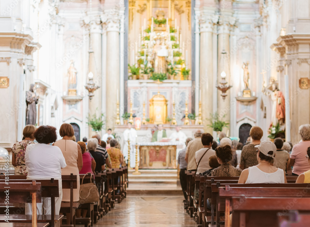 Fototapeta premium Church service. People in the church.