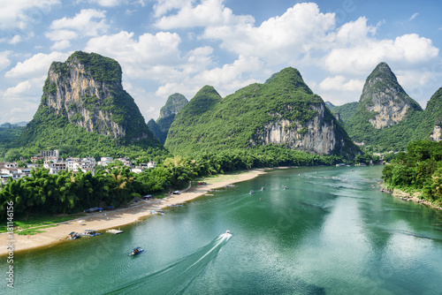 View of the Li River (Lijiang River) with azure water