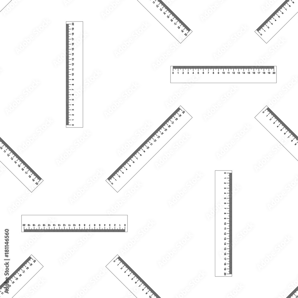 Straightedge symbol. Ruler icon seamless pattern on white background. Flat design. Vector Illustration