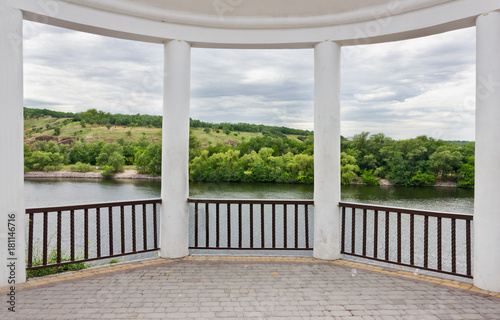 Gazebo overlooking the river and the opposite shore