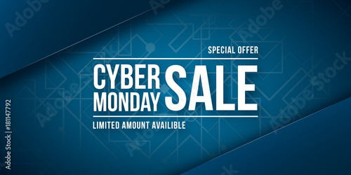 Cyber monday sale, special offer. Wide Banner. Vector illustration.