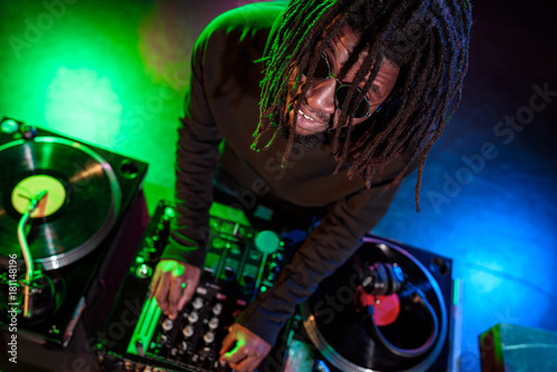 african american DJ in nightclub