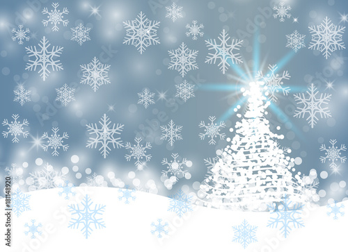 Winter background with snowflakes, abstract Christmas Background