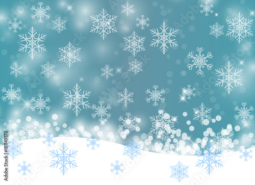 Winter background with snowflakes, abstract Christmas Background
