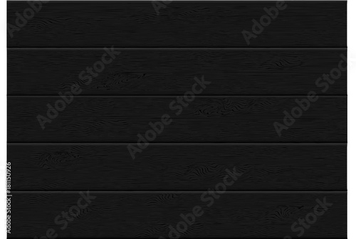 Realistic black wood plank top view pattern background texture vector illustration.