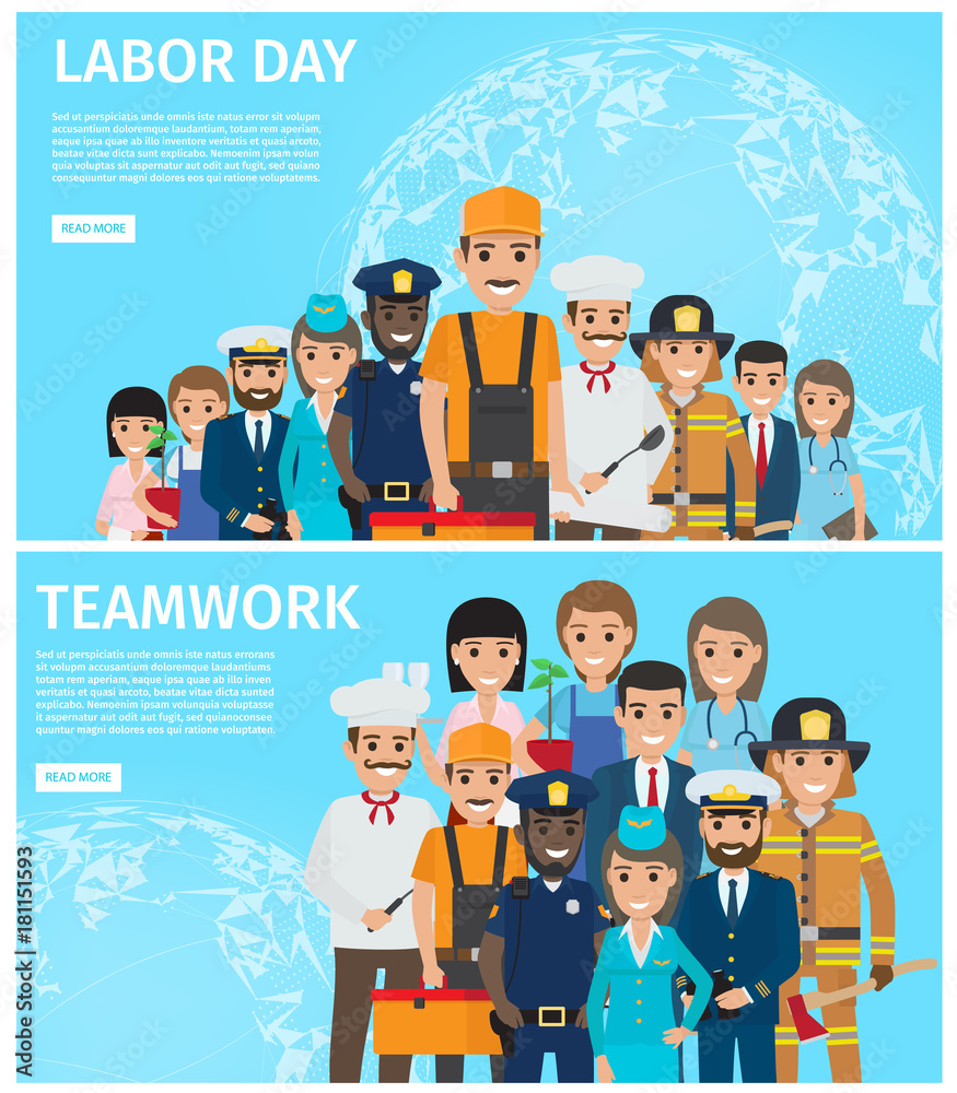 Labor Day and Teamwork Promotion Illustration Labor Day and Teamwork Promotion Illustration