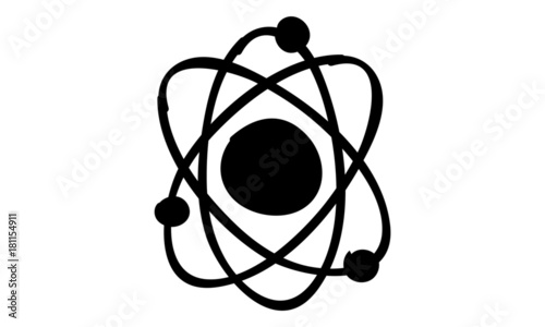 Hand drawn atom icon. Isolated on White. Vector illustration.