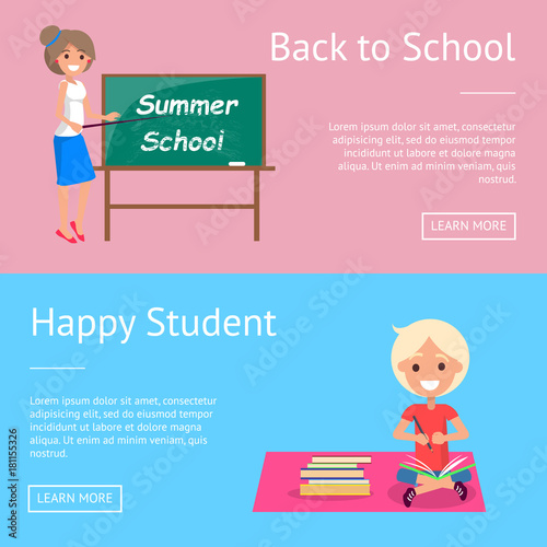 Back to School Web Banners with Teacher and Pupil