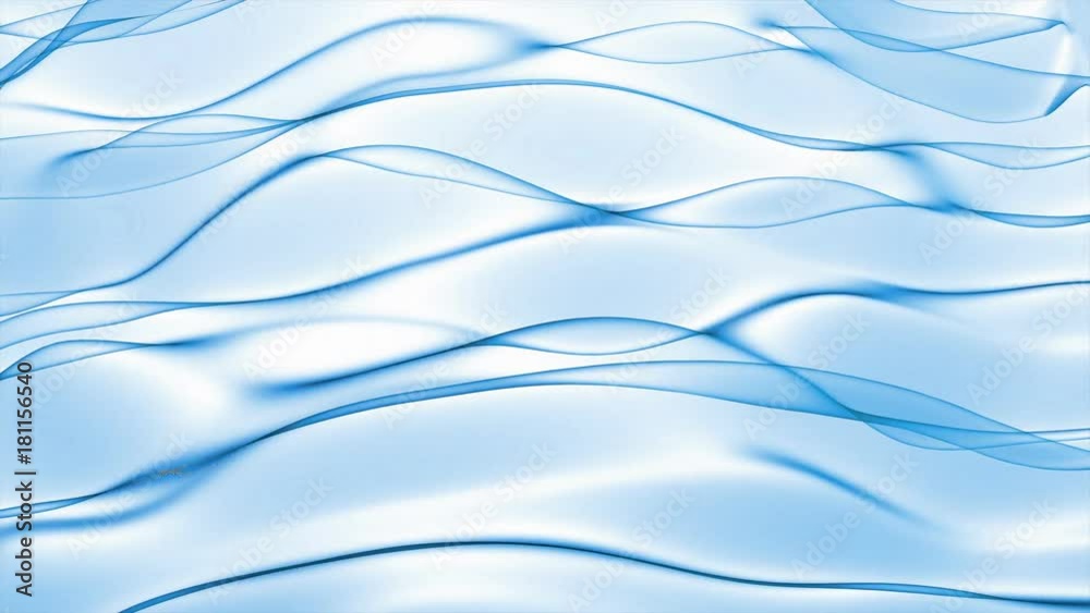 Abstract blue wave in the slow motion on the white background