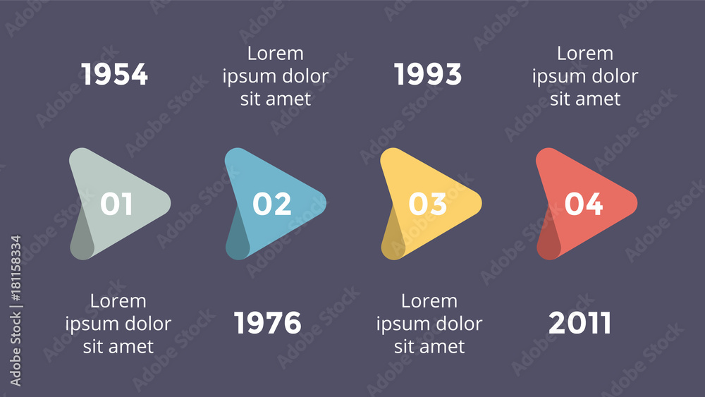 Vector metaball triangles timeline infographic, diagram chart, graph ...