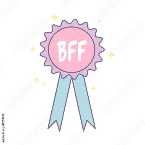 bff best friend forever medal cartoon vector isolated on white background