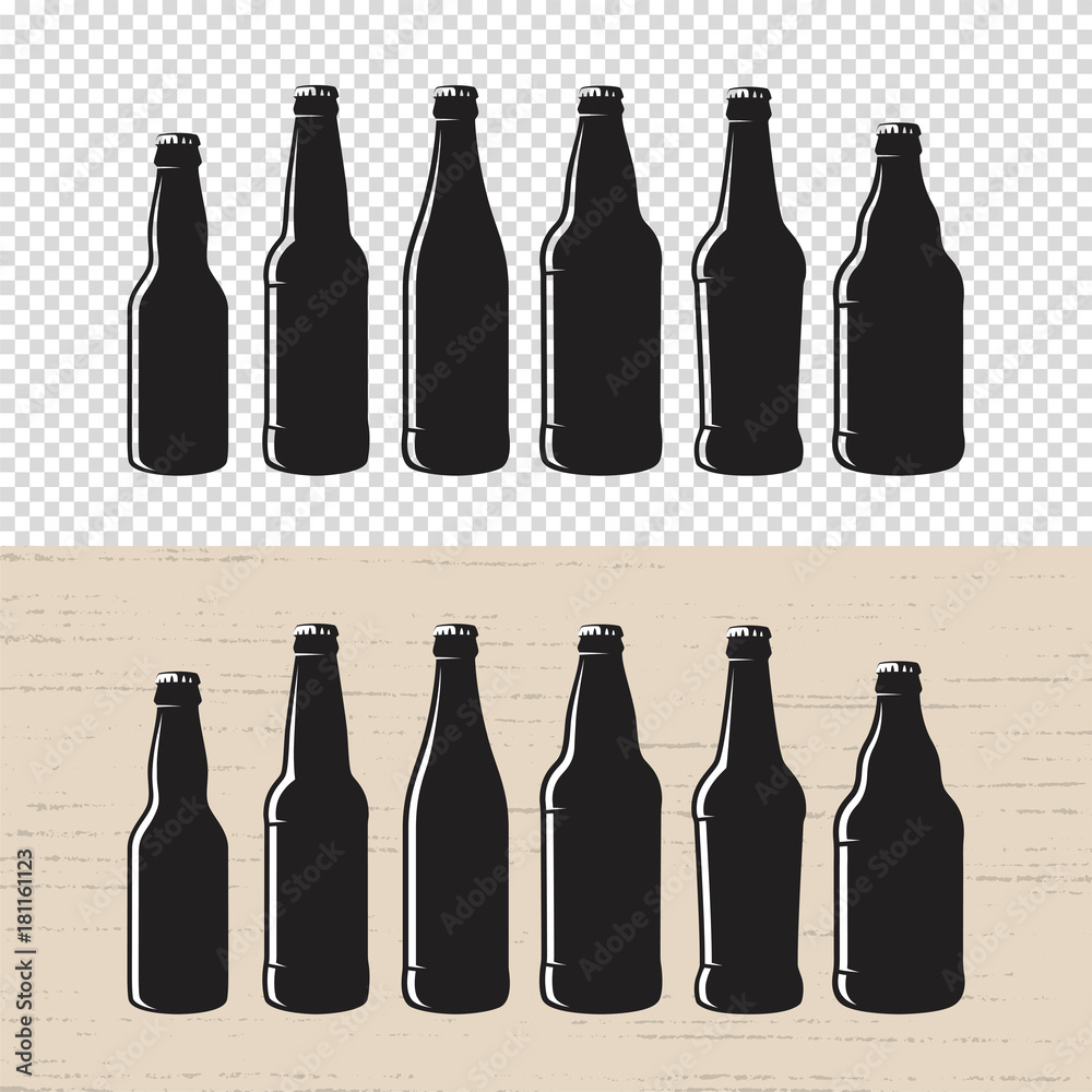 Set of textured craft beer bottle label designs. Set of textured craft beer bottle label designs.