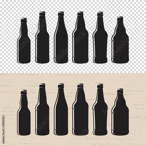 Set of textured craft beer bottle label designs.
