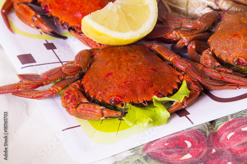 Christmas dinner, crabs with lemon