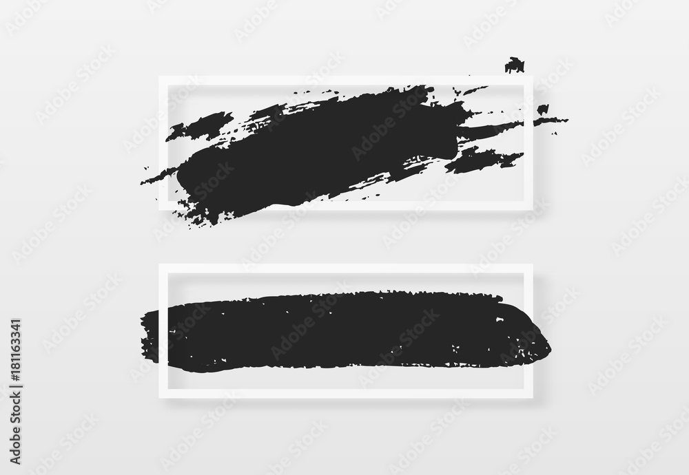 Brush black stroke texture in a frame