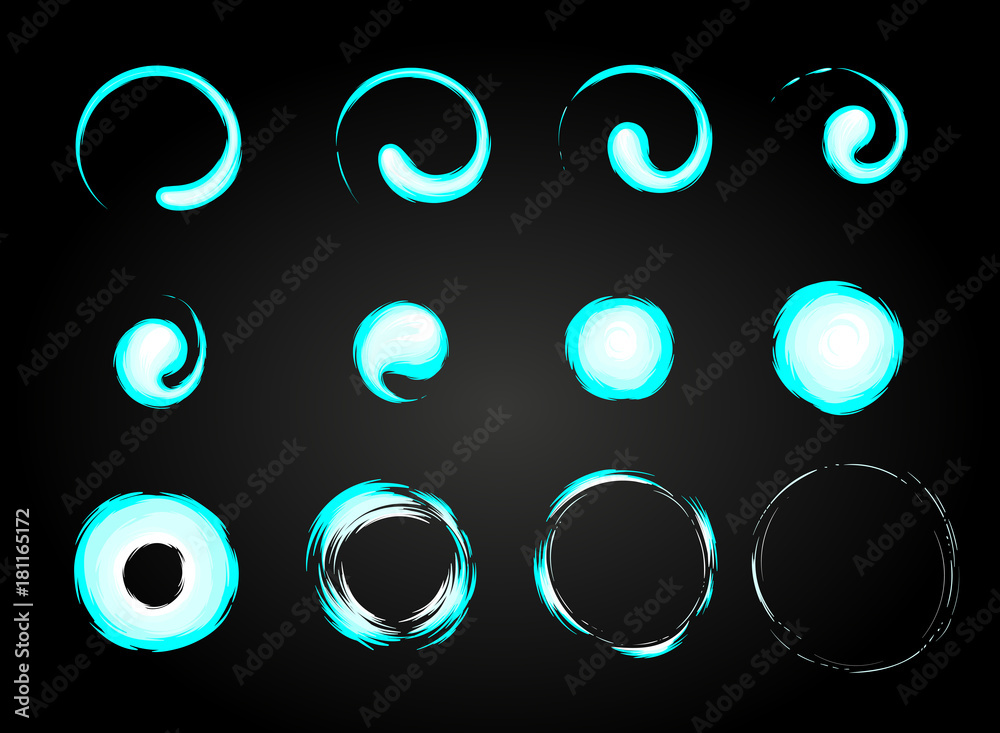Blue fire explosion special effect fx animation frames sprite sheet. Vortex  blue fire and thunder power explosion frames for flash animation in games,  video and cartoon. Stock Vector | Adobe Stock