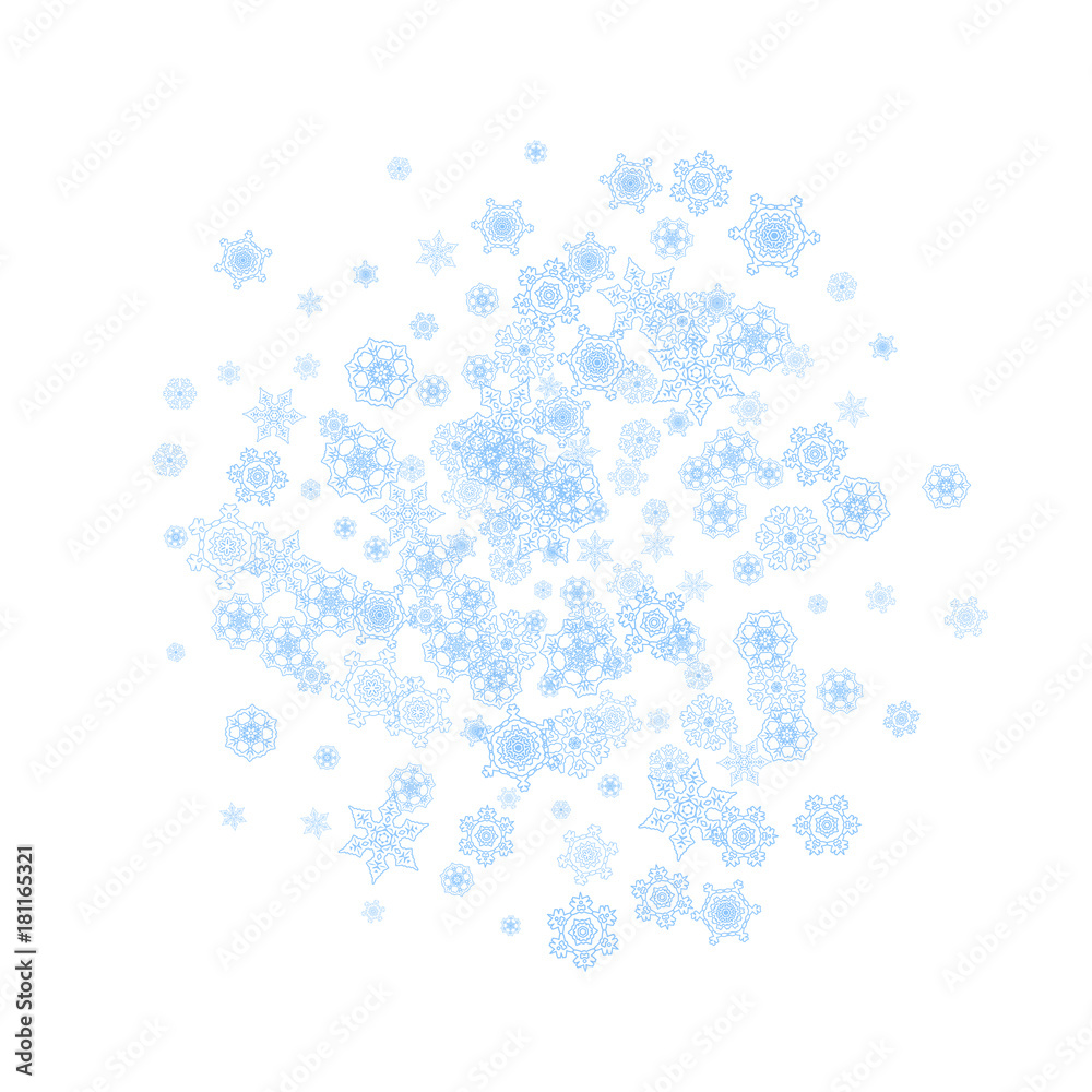 Winter frame with blue snowflakes for Christmas and New Year celebration. Holiday winter frame on white background for banners, gift coupons, vouchers, ads, party events. Falling frosty snow. Winter frame with blue snowflakes for Christmas and New Year celebration. Holiday winter frame on white background for banners, gift coupons, vouchers, ads, party events. Falling frosty snow.