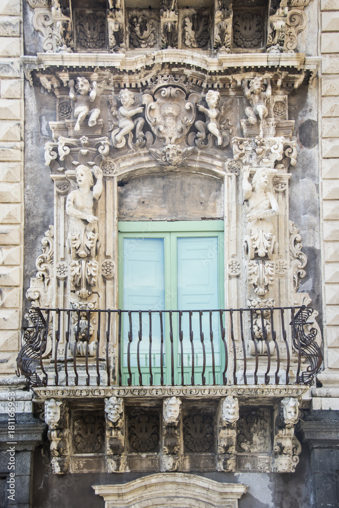 baroque balcony in Catania Sicily baroque balcony in Catania Sicily