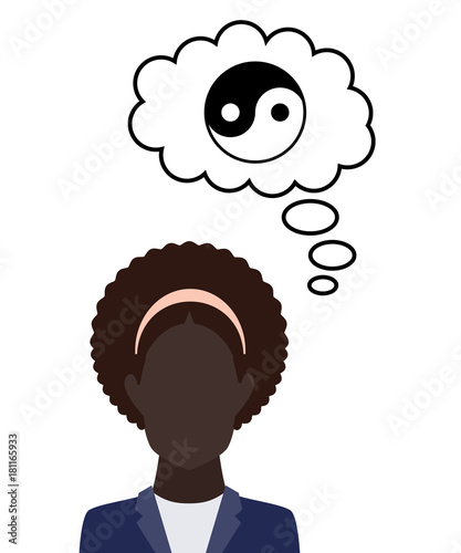 Person denkt an Yin und Yang
