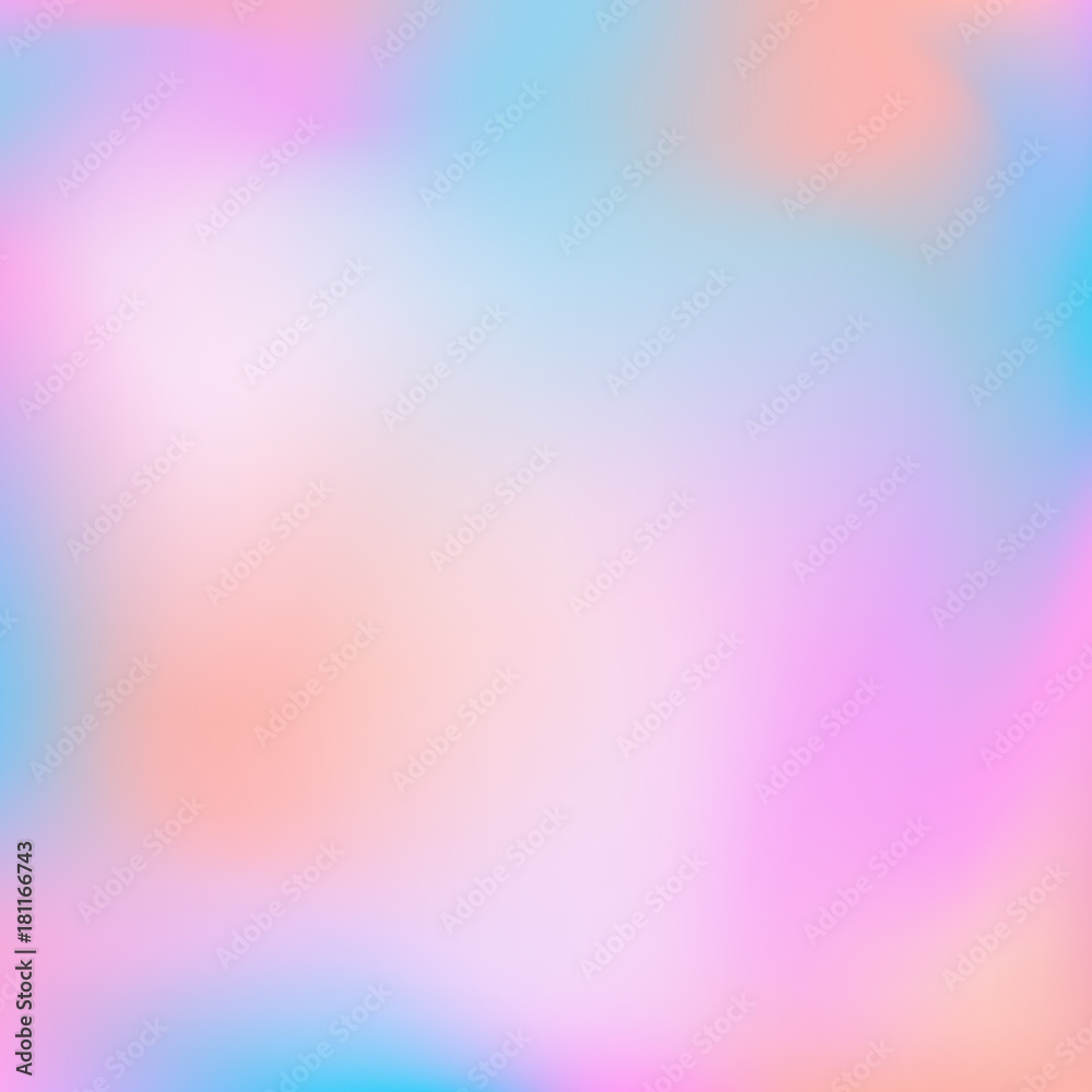 Neon holographic colorful vector background. Abstract soft pastel colors backdrop. In pink, blue, orange and white colors.
