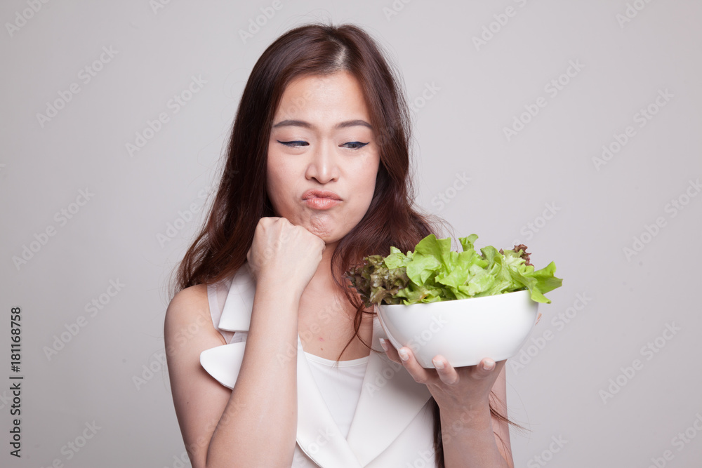 Asian woman hate salad. Asian woman hate salad.