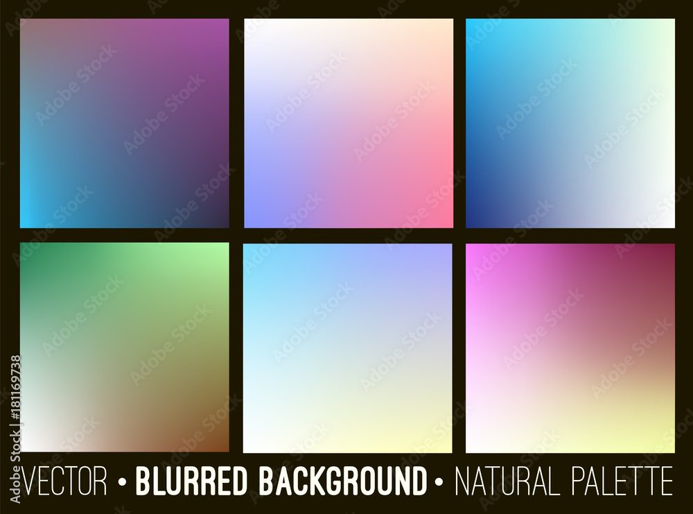 Set of abstract soft blurry background. Flower palette. Smooth colorful banner template collection.