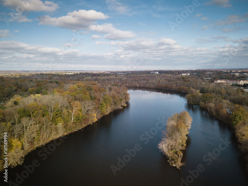 Aerial of Lake Carnegie Princeton New Jersey