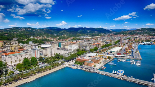 Aerial view of city promenade