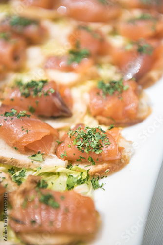 Salmon capane with parsley and sesame