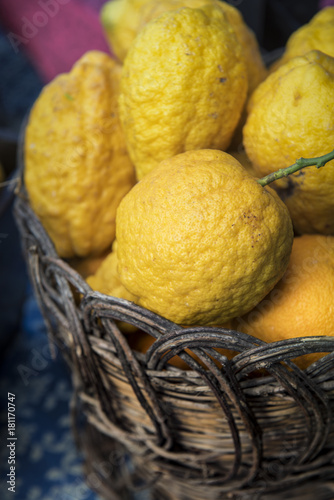 Sicilian lemons in typical creel