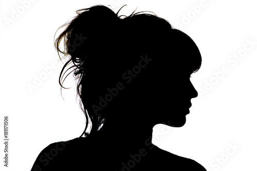 Fotografie, Obraz silhouette of beautiful profile of woman face concept beauty and fashion