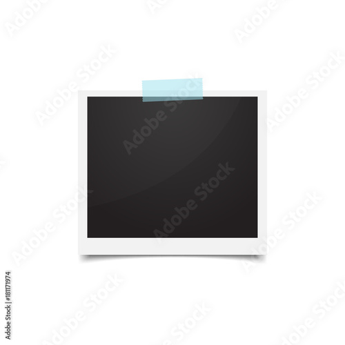 Remember every moment. Vector photo sticked down with paper tape. Empty retro photos on white background