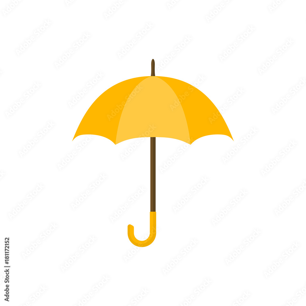 Yellow umbrella icon. Yellow umbrella isolated on white background. Umbrella in cartoon style Yellow umbrella icon. Yellow umbrella isolated on white background. Umbrella in cartoon style